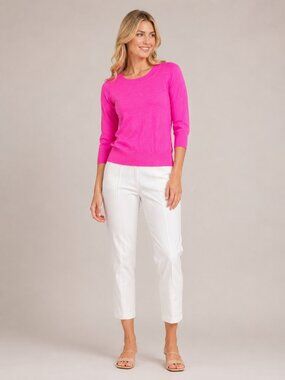 2/$30 J. Crew Quarter Sleeve Crew Neck Pullover Sweater Hot Pink XXS #A2962